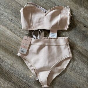 House of CB Nude Blush Bandeau Top & High-Waist Brief Set